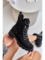 Zateplené kotníkové boty s ozdobným šněrováním Vinceza 16465 Černé