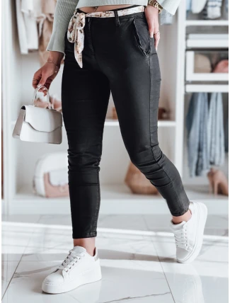 Dámské látkové chinos kalhoty s páskem ROSSALI černé FashionStreet UY2595