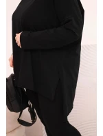 Dámská blůza Plus Size asymetrická s dlouhým rukávem černá