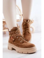 Semišove dámské kozačky s výřezy Camel Everly