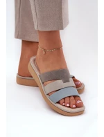 Pohodlné dámské pantofle béžovo-modré Oxena