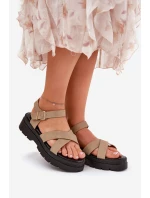 Dámské sandály na platformě z eko kůže khaki Gevinniser