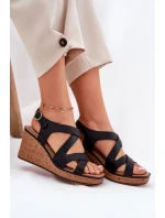 Dámské Sandály Na Klínu Sergio Leone SK223 Černé