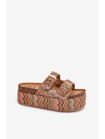 Dámské Sandály Na Masivní Platformě S Pletením A Přezkami Multikolor