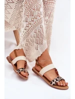 Plné Dámské Sandály S Korálky Panterka Béžové Virona