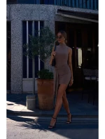 M841 Mini šaty s vázáním vpředu - béžové