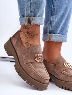 Dámské semišové polobotky s ozdobou tmavě béžová Rosefalls