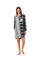 Dámská noční košile YI2322669 005 černobílá s potiskem - DKNY Dámská noční košile YI2322669 005 černobílá s potiskem - DKNY