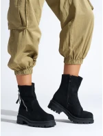 Praktické černé dámské kotníčkové boty platforma Praktické černé dámské kotníčkové boty platforma