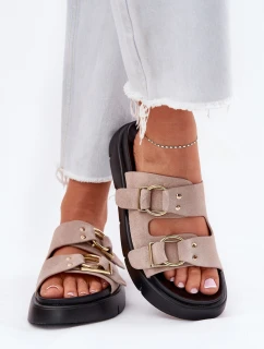 Dámské Sametové Sandały S Dekorativními Přezkami Big Star RR274659 Světle Růžové