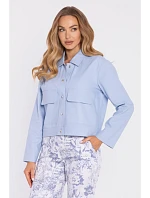 M909 Zkrácená bunda na knoflíky s klopami - světle modrá M909 Zkrácená bunda na knoflíky s klopami - světle modrá