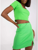 Zelená sukně Elvira RUE PARIS s proužkovaným střihem