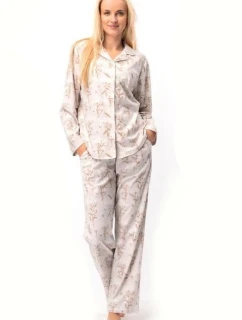 Dámské pyžamo LNS 567 B25 long/r béžové - Key