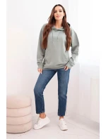 Dámská mikina s kapucí a klokankou z bavlny tmavě mátová Dámská mikina s kapucí a klokankou z bavlny tmavě mátová