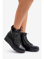 Lehké Zateplené Dámské Boty Na Platformě A Klínu Černé Savindria