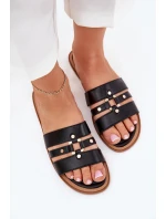 Ploché dámské sandály se zlatým detailem černé Noroti Ploché dámské sandály se zlatým detailem černé Noroti