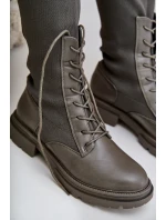 Nazouvací kozačky s ponožkovým svrškem tmavě zelené Iranel