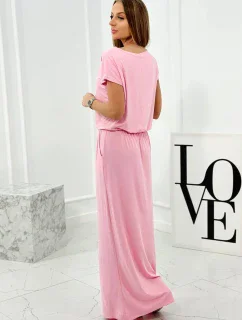 Viskózové šaty s kapsami světle růžová