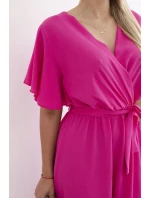 Šaty s vrstveným výstřihem růžový Šaty s vrstveným výstřihem růžový