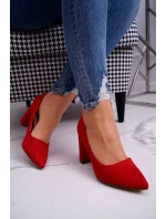 Dámské semišové lodičky na podpatku červené Florena