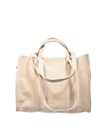 Kožená kabelka na zip typu Shopper Big Star RR574073 Béžová