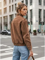 Dámská semišová bunda bomber světle hnědá FashionStreet TY5644
