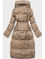 Tmavě béžová dámská zimní přeložená obálková bunda (5m737-84) Tmavě béžová dámská zimní přeložená obálková bunda (5m737-84)