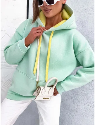 Hrubší dámská klokaní mikina v mátové barvě (82131) Hrubší dámská klokaní mikina v mátové barvě (82131)