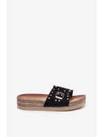 Dámské Pantofle Na Platformě S Přezkou A Hroty Černé Nusithia