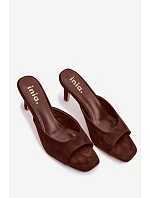 Dámské pantofle na tenkém podpatku Čokoládové Revina