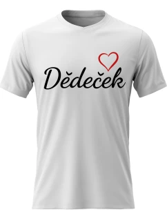 Pánské bavlněné tričko s potiskem - DĚDEČEK - bílé