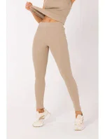 Žebrované pletené legíny M734  béžové - Moe