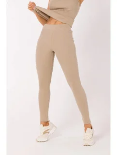 Žebrované pletené legíny M734 béžové - Moe