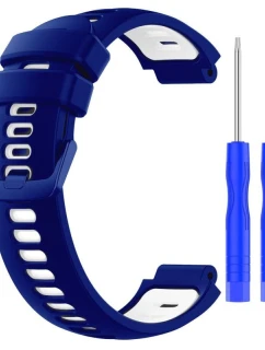 Silikonový řemínek pro Garmin G02 - tmavě modrý a bílý