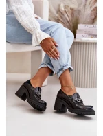 Zazoo 20175 Lakované Polobotky Dámské Na Podpatku Přírodní Kůže Černé