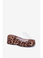 Dámské sandály s průhledným páskem na klíně panterka Meltiana