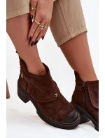 Kozačky z přírodního semiše zateplené Zazoo 1156 čokoládové Kozačky z přírodního semiše zateplené Zazoo 1156 čokoládové