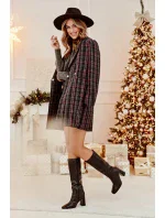 Dámské kozačky na vysokém podpatku s ozdobným ražením, černá Vabaria