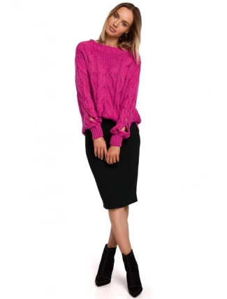 Dámský svetr M539 fuchsiový - Moe Dámský svetr M539 fuchsiový - Moe