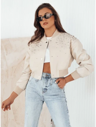 Dámská kožená bunda PRIDA béžová FashionStreet TY4265 Dámská kožená bunda PRIDA béžová FashionStreet TY4265