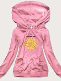 Dámská tepláková mikina ve špinavě růžové barvě se slunečnicí (N4598)