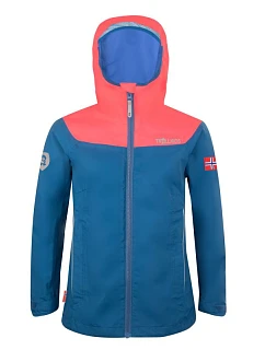 Dívčí bunda do deště Trollkids Bergen midnight blue/coral (611-138)