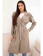 Dámský kabát vázaný v pase s límcem fango