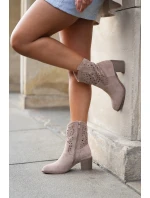 Dámské Prodyšné Kotníkové Boty Na Podpatku Béžové S.Barski HY51-125