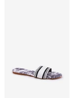 Vzory Ploché Dámské Pantofle Bílé Leysi