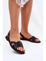 Ploché dámské sandály z eko kůže černé Illoria Ploché dámské sandály z eko kůže černé Illoria