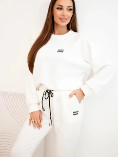 Dámský komplet z viskózy s mikinou a kalhotami ecru masełkowy