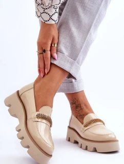 Módní mokasíny na platformě s ozdobou Laura Messi 2600 béžová