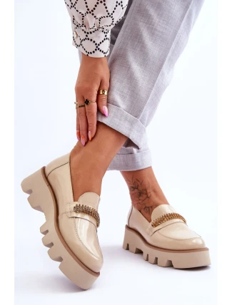 Módní mokasíny na platformě s ozdobou Laura Messi 2600 béžová