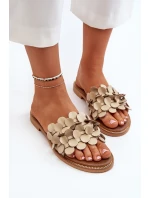 Zazoo 40381 Dámské Kožené Žabky Na Ploché Podrážce Beige